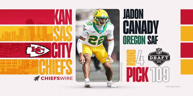 Chiefs select Oregon DB Jadon Canady at No. 109 in 2026 NFL Draft