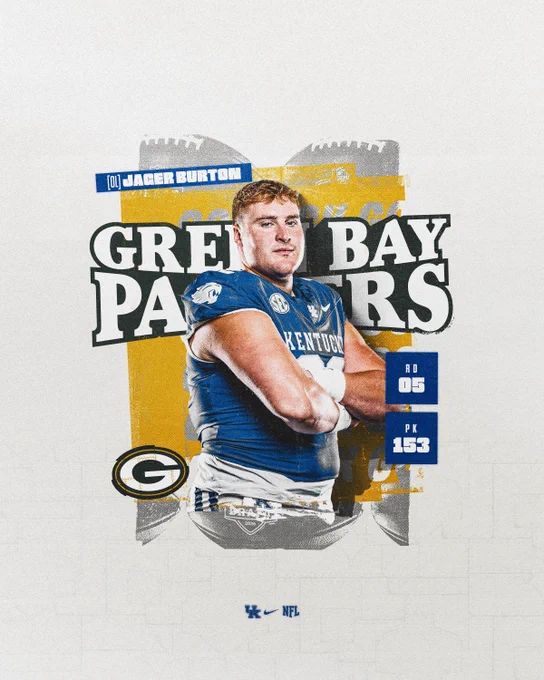 Jager Burton has been picked 153rd by the Green Bay Packers. 