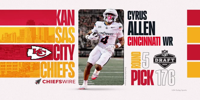 Chiefs select Cincinnati WR Cyrus Allen at No. 176 in 2026 NFL Draft