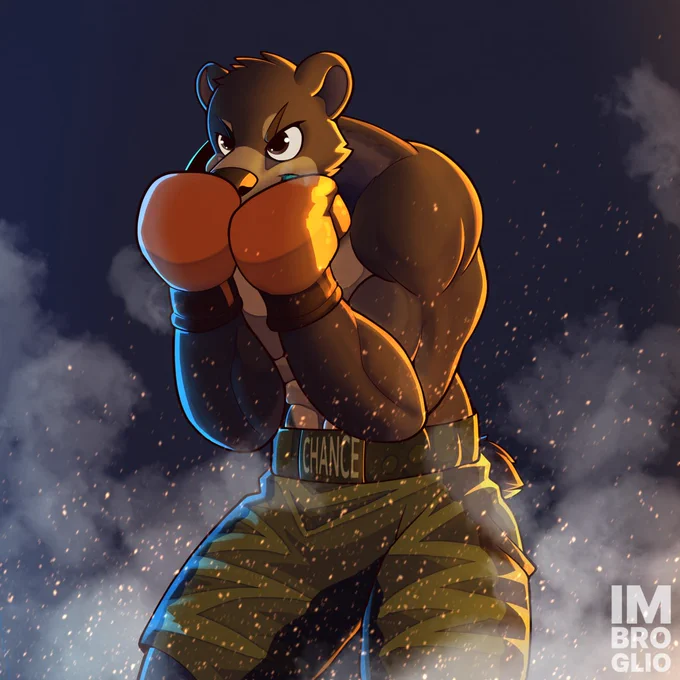 Animated boxing bear.