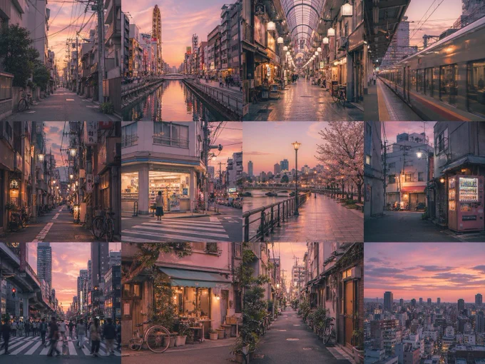 [SUBJECT]: the city of Osaka
[GRID_LAYOUT]: 4x3
[THEME]: urban memories in Osaka with a pastel color theme
[MOOD]: warm, reflective, wistful
[STYLE]: realistic film still

Create a [GRID_LAYOUT] borderless grid where each panel is an independent image of the [SUBJECT]. Maintain strong character consistency across all panels, with consistent color and lighting. Depict [THEME] with a [MOOD] mood in [STYLE] style. No text. No gap.