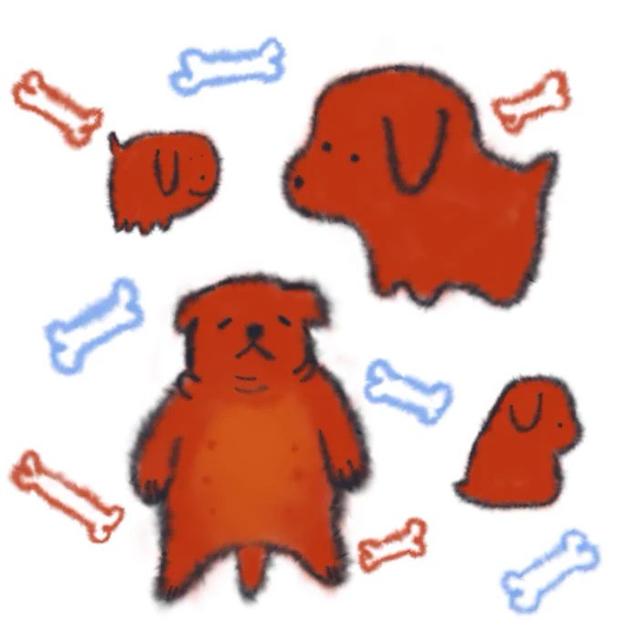 doodles of a red puppy