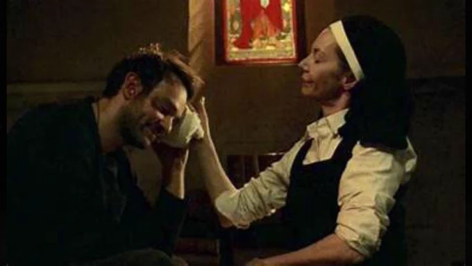 Sister Maggie Grace tends to Matt Murdock's wounds in Daredevil Season 3
