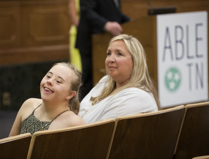 A photo of an ABLE TN supporter and her caregiver or mother figure at the ABLE TN Launch event.