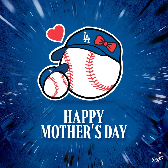 A graphic that says Happy Mother’s Day with a big baseball and a small baseball next to each other with a bow on the “mom” baseball and a heart next to them.