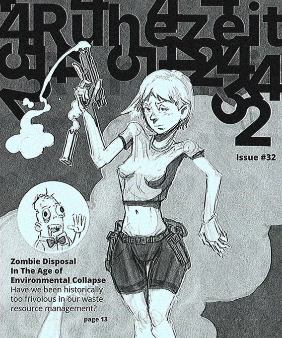 Manga inspired illustration of a fake magazine cover emulating the layout styles of Hi Fructose, Mark, and Game Informer