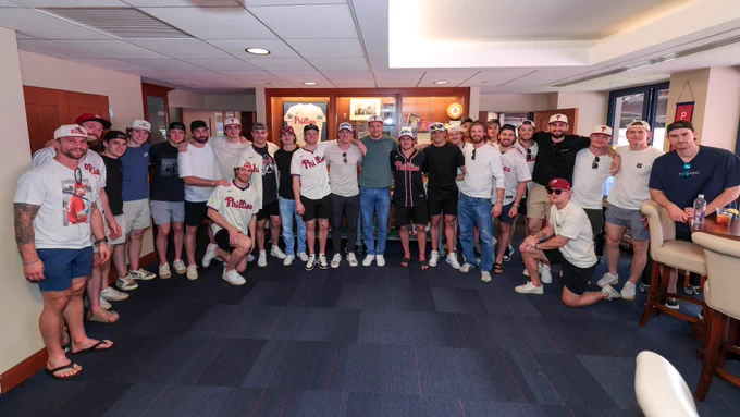 The Philadelphia Flyers are pictured in a suite at Citizens Bank Park