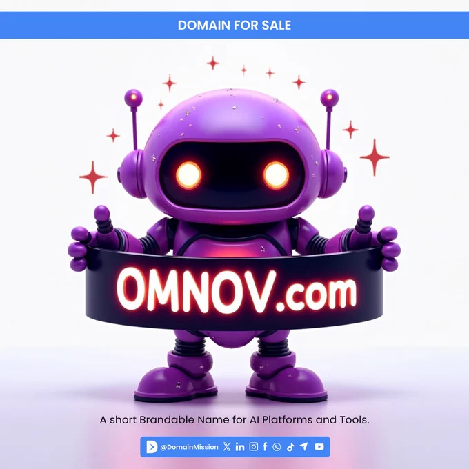 OMNOV.com - A short, sleek, and brandable name for AI platforms and tools - Domain Mission