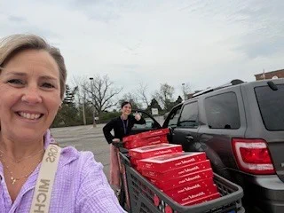 Pam & Jessy with Donuts for Attendance winners. 