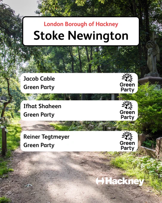 Election of Councillors for Stoke Newington Ward Result: Green