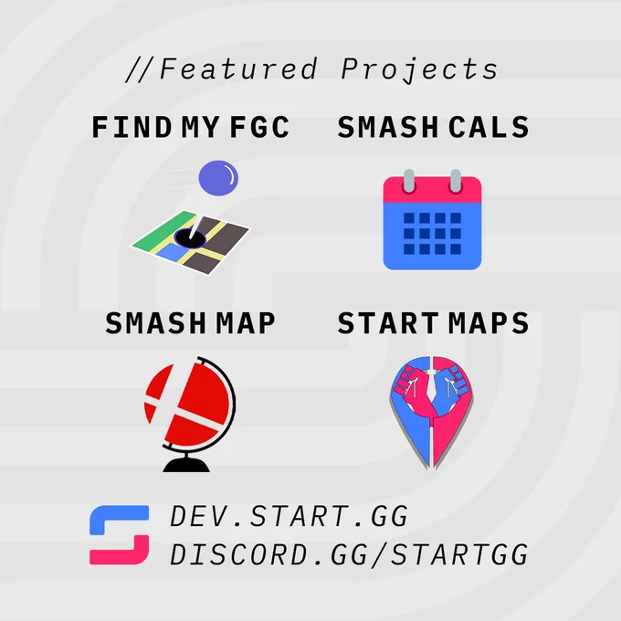 Featured Projects: Find My FGC, Smasch Cals, Smash Map, Start Maps