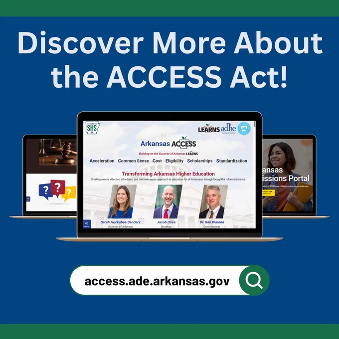 Graphic encouraging the reader to visit the Arkansas ACCESS website at access.ade.arkansas.gov.