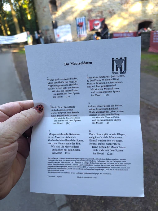der vollständige Text des moorsoldaten Liedes. 