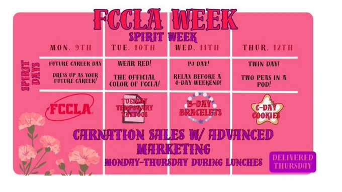 FCCLA Spirit Week Flyer for February 2026