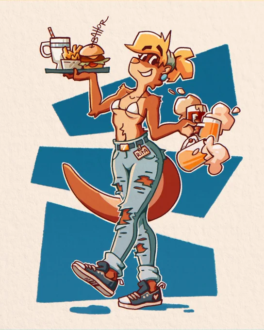 Anthro Otter just being the best waitress ever!
