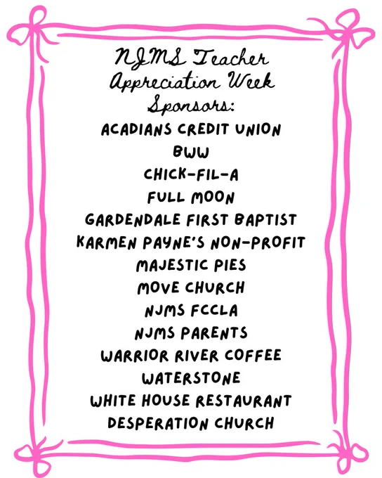 teacher appreciate week sponsors