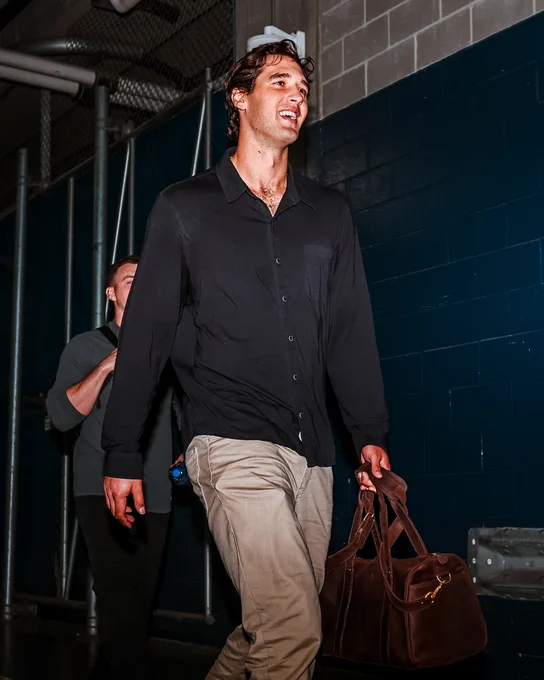 Spencer Jones arrives to American Family Field in Milwaukee.