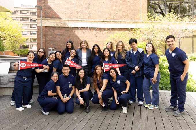UIC Nursing students pose for photos after the plunge.