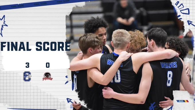 Final score graphic: Wolves 3, Jaguars 0. Team logo displayed alongside celebrating players.