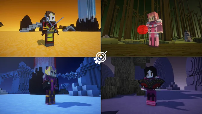 Each Lyoko Warrior holding a corrupted version of their weapon.