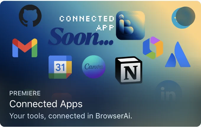 Your tools, connected in BrowserAi.

Google Gmail, Google Drive, Google Calender, Figma, Atlassian, Canva, GitHub, Slack, Notion, Linear, LinkeIn and more... @BrowserKi

Soon...

https://apps.apple.com/us/app/browserai/id6754273445

#BrowserAi #iOS #AI #AppStore