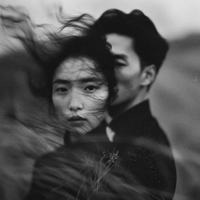 Art image, windblown couple. From Pinterest 