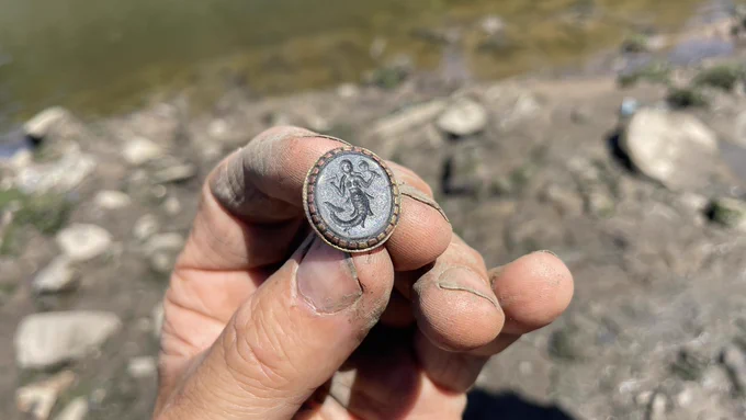 Georgian fob seal with mermaid intaglio. Just one of the many small finds from the 'Roman Offerton' site on the banks of the river wear in Sunderland