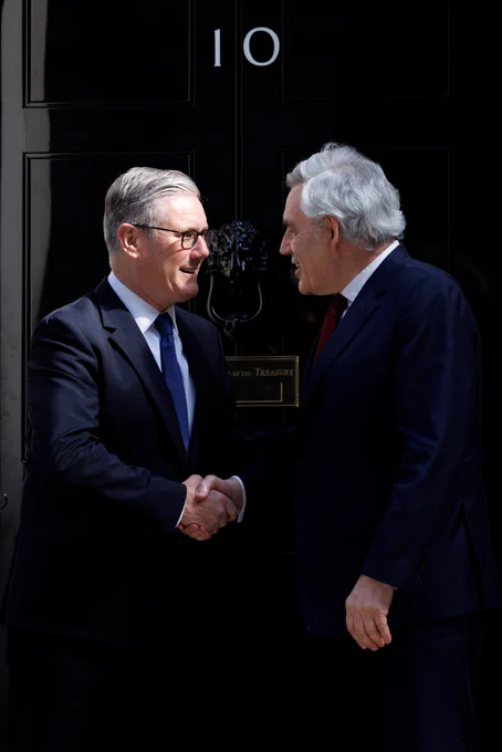 Prime Minister Keir Starmer appoints Gordon Brown as Special Envoy on Global Finance and Cooperation at 10 Downing Street. 