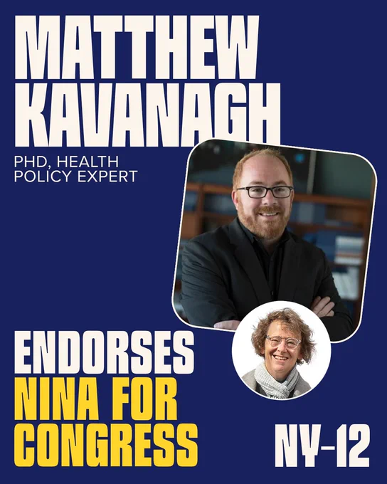 Endorsement post: Matthew Kavanagh endorses Nina Schwalbe for Congress in NY12.