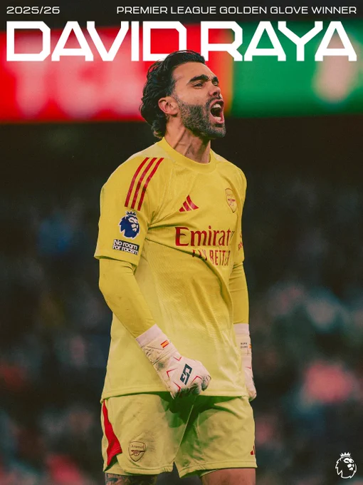 David Raya wins the Premier League Golden Glove for 2025/26