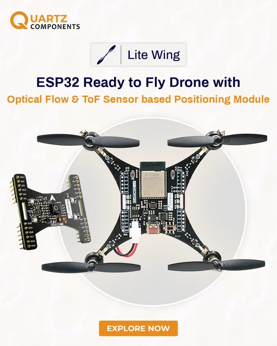 ESP32 Lite Wing Ready-to-Fly Drone platform with Optical Flow and ToF positioning module for autonomous robotics and IoT drone development