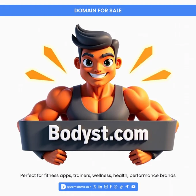 Bodyst.com - Perfect for fitness apps, trainers, wellness, health, performance brands - Domain Mission
