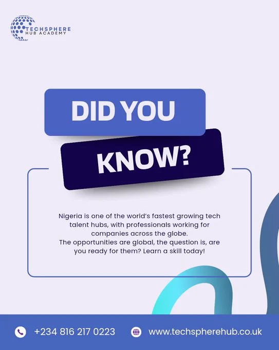 Learn a tech skill. Techsphere Hub. Nigerian talents.
