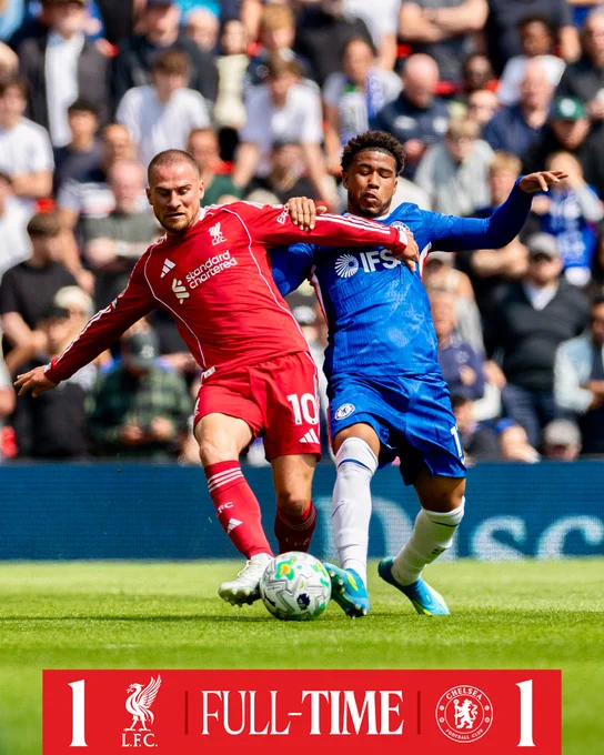Full-time: Liverpool 1-1 Chelsea.