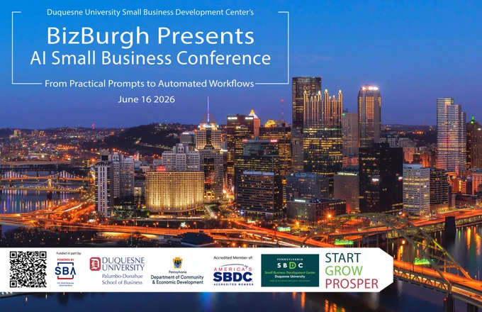 Most AI events explain what AI could do.

This one shows you what AI should do for your business.

June 16

In-person | Breakfast & lunch included

Prompts

Workflows

Register: https://www.sbdc.duq.edu/Event-BizBurgh-2026-AI-Small-Business-Conference

#BizBurgh #AIconference #SmallBusinessAI