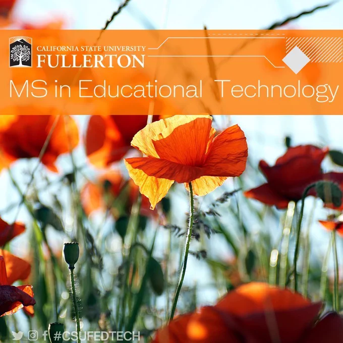 text: ms in educational technology with flowers in background