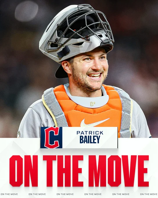 On the Move: Patrick Bailey to the Cleveland Guardians
Patrick Bailey smiles while wearing orange and gray San Francisco Giants catching gear.