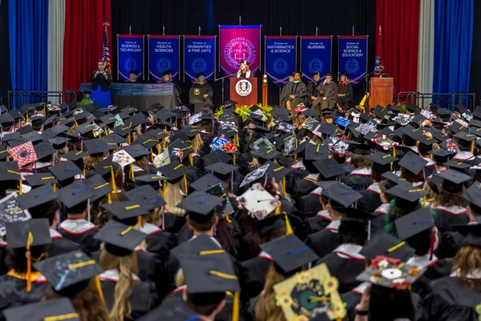 Dr. Wendi Tostenson presides over the 2026 Spring Graduation Ceremony. 