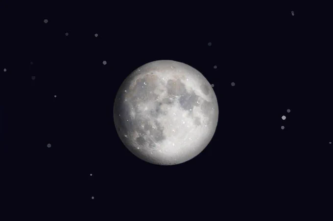 Full moon against a dark sky with stars