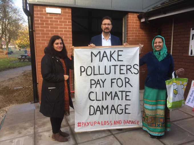 Afzal Khan MP (Manchester Gorton) supporting a Make Polluters Pay lobby some years ago!  Still a demand in Christian Aid Week 2026 with their Restore Campaign.  