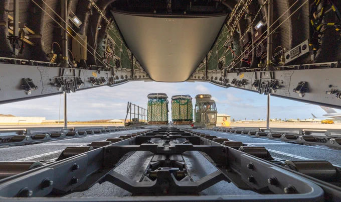 RAF A400 drops 6 x 16 air assault paras and medical supplies into British Overseas Territory from Ascension Island. 