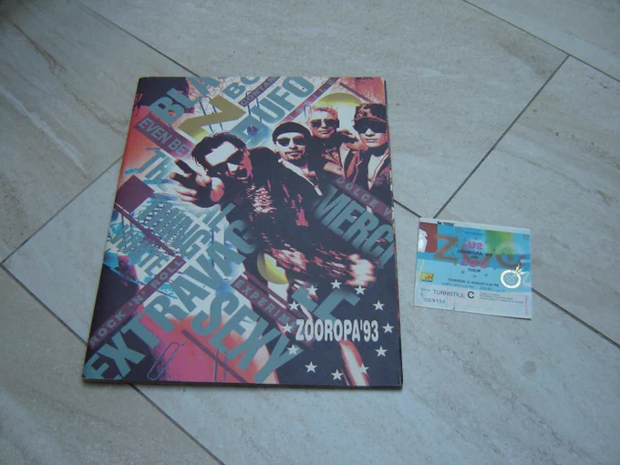  Zooropa 1993 Official Concert Tour Programme Stickers & Money  Wembley Ticket