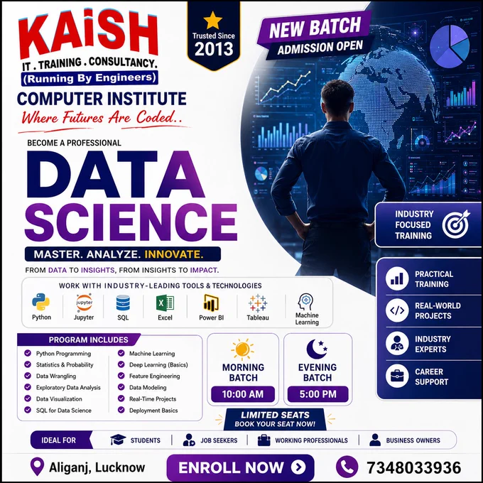 Professional Data Science Institute in lucknow - KAiSH Computer Institute - Aliganj