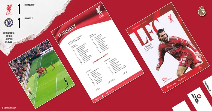 Programme available from Reach Sport online shop
https://reachsportshop.com/matchday_programme/liverpool-v-chelsea-09-05-2026/