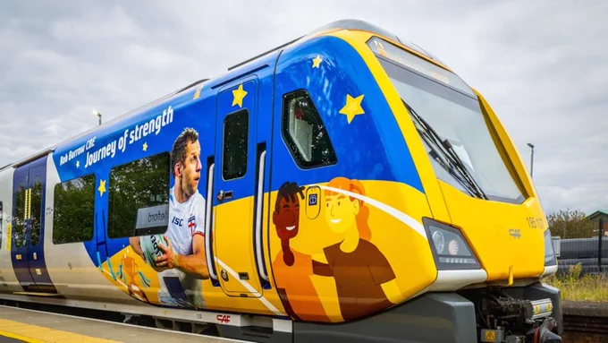 Close up of Rob Burrow Northern train.