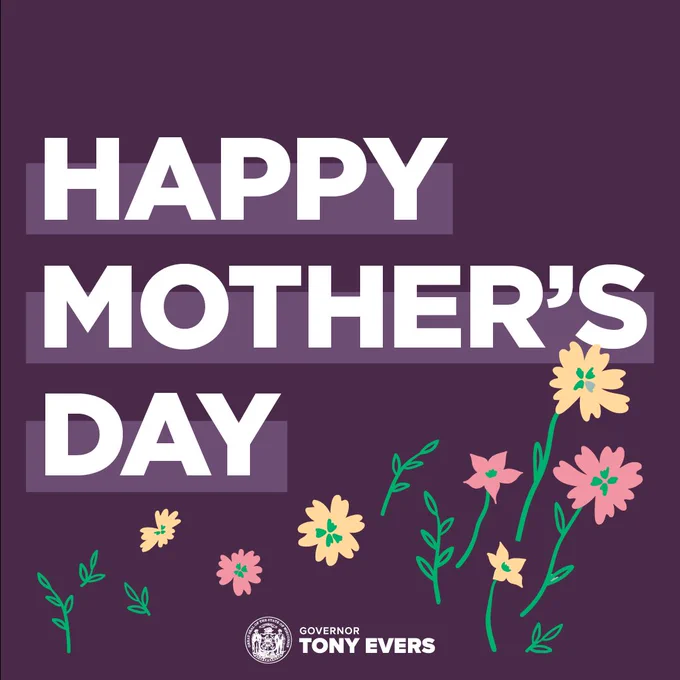 Graphic with flowers that reads “Happy Mother’s Day”