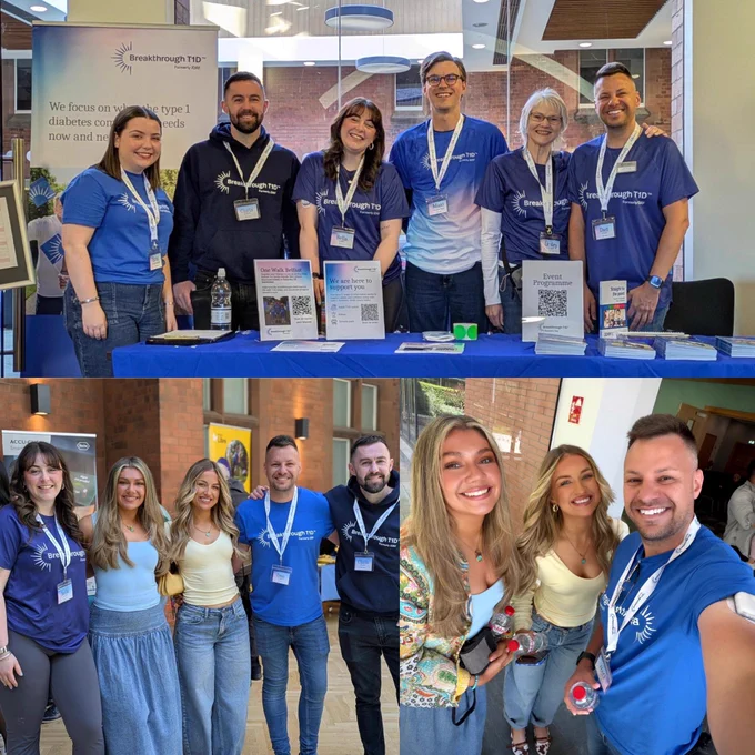 Collage of photos from Breakthrough T1D UK Belfast Discovery Day (group photos, speakers, volunteers, venue)