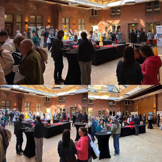 Collage of photos from Breakthrough T1D UK Belfast Discovery Day (group photos, speakers, volunteers, venue)