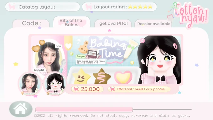 Bite of the bakes : 25.000 (get ava PNG)
Avail resize wabis ( 3k)
Bundle (X & Wabis) : 45.000