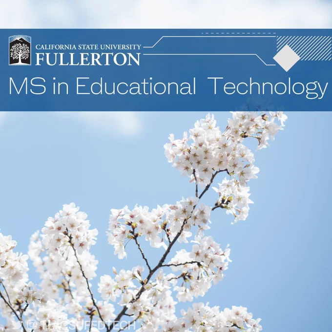 text: ms in educational technology with flowers in background